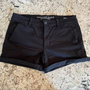 AMERICAN EAGLE super stretch midi rise black shorts size 12